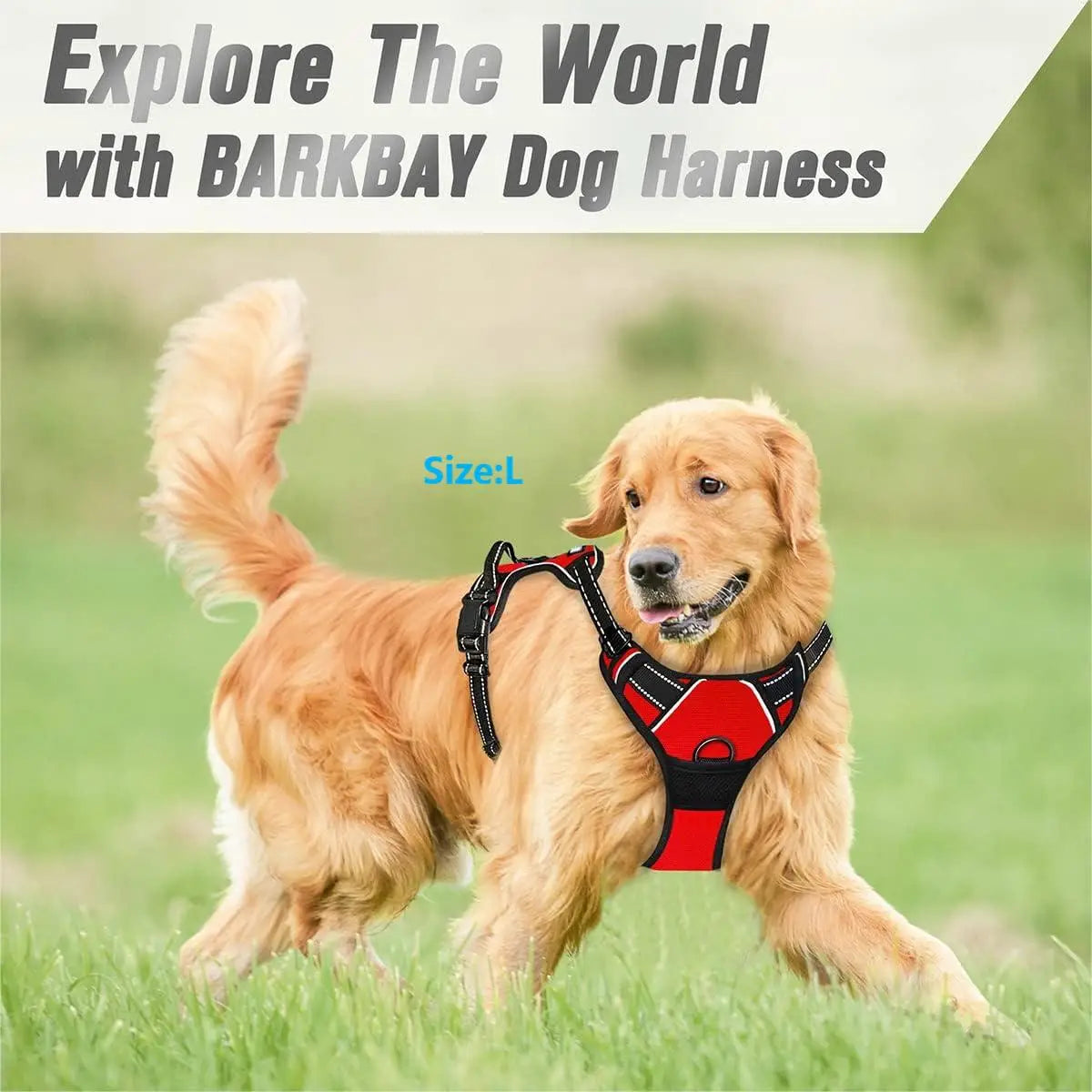 No Pull Harness Front Clip for Large Dog - Heavy Duty, Reflective, Easy Control with Handle