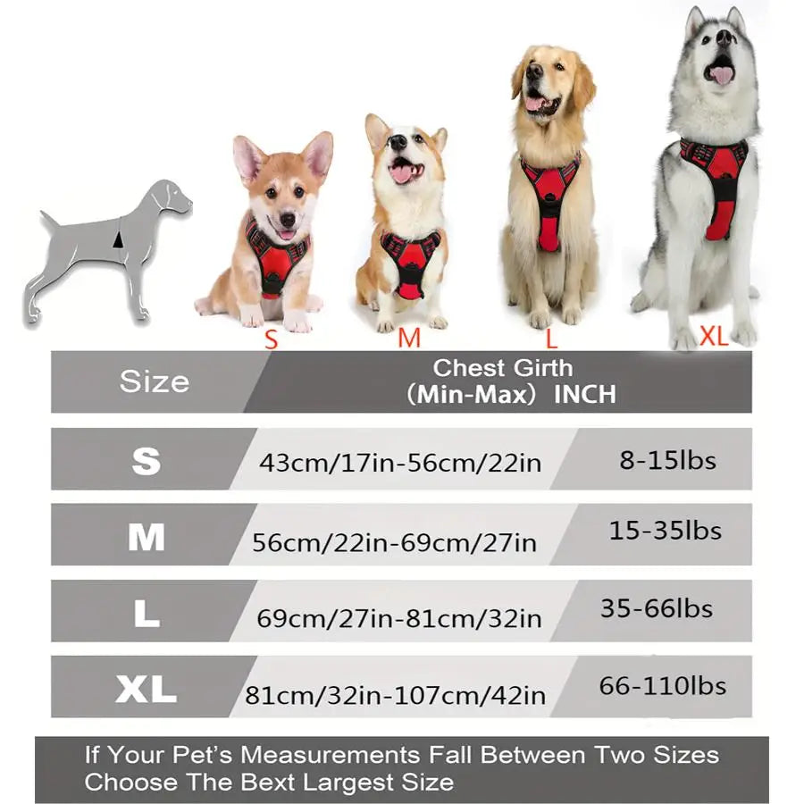 No Pull Harness Front Clip for Large Dog - Heavy Duty, Reflective, Easy Control with Handle